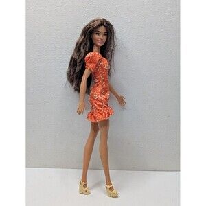 Barbie Fashionistas Doll Latina Orange Floral Print Dress HBV16 with Shoes